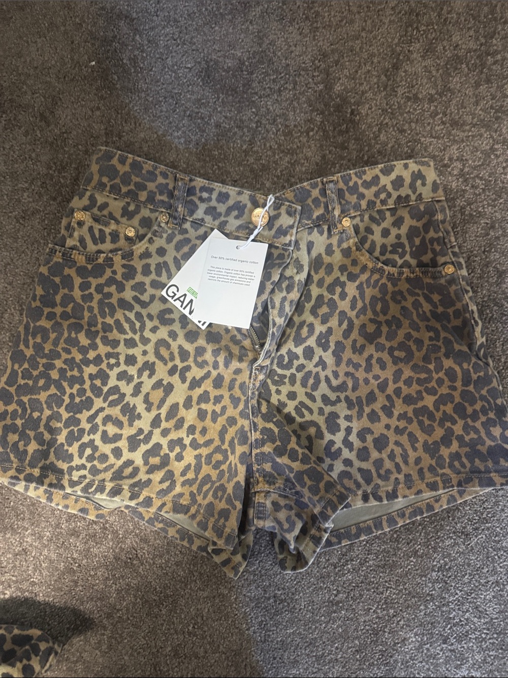 Leopard Print High-Waist Women’s Shorts - Brown/Black - Picture 4 of 6